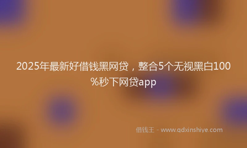 2025年最新好借钱黑网贷，整合5个无视黑白100%秒下网贷app