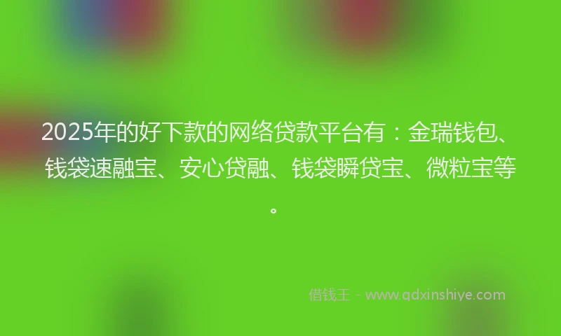 2025年的好下款的网络贷款平台有：金瑞钱包、钱袋速融宝、安心贷融、钱袋瞬贷宝、微粒宝等。