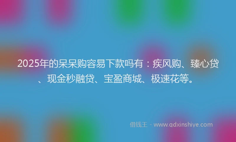 2025年的呆呆购容易下款吗有：疾风购、臻心贷、现金秒融贷、宝盈商城、极速花等。