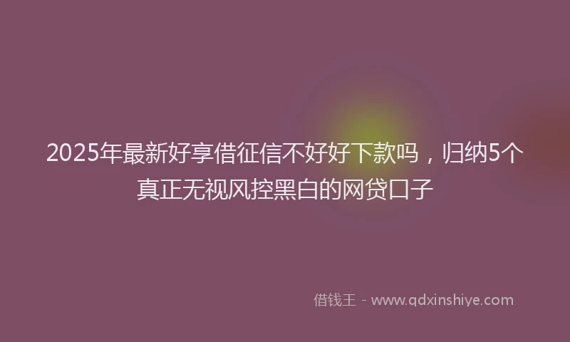 2025年最新好享借征信不好好下款吗，归纳5个真正无视风控黑白的网贷口子