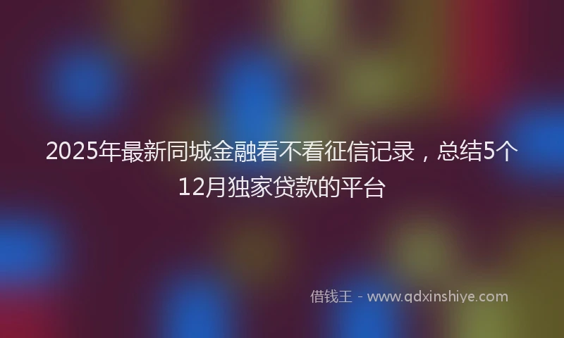 2025年最新同城金融看不看征信记录，总结5个12月独家贷款的平台