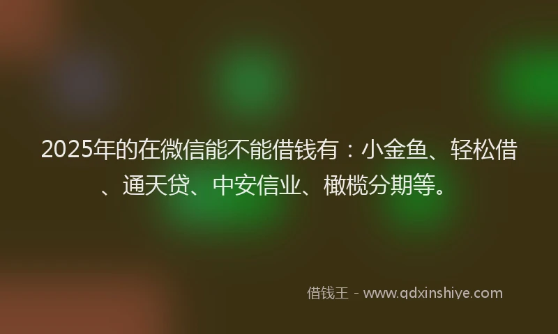 2025年的在微信能不能借钱有：小金鱼、轻松借、通天贷、中安信业、橄榄分期等。