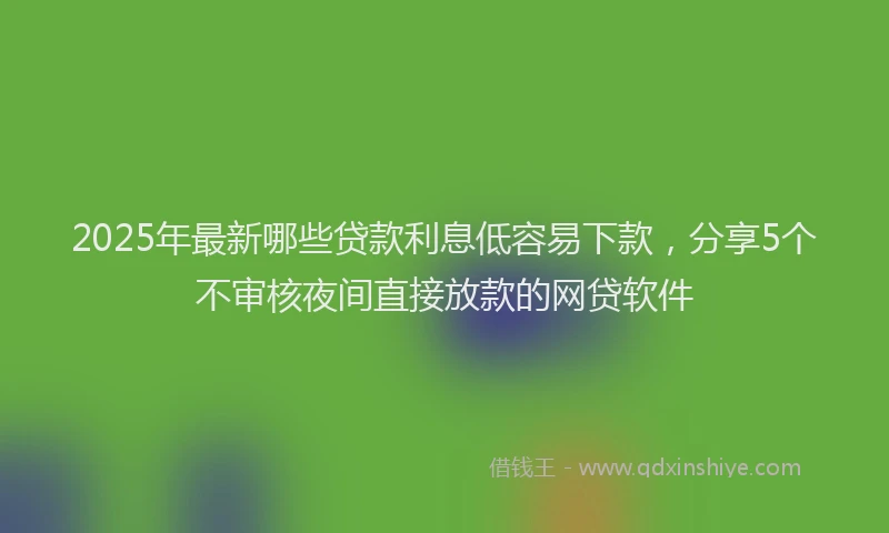 2025年最新哪些贷款利息低容易下款，分享5个不审核夜间直接放款的网贷软件