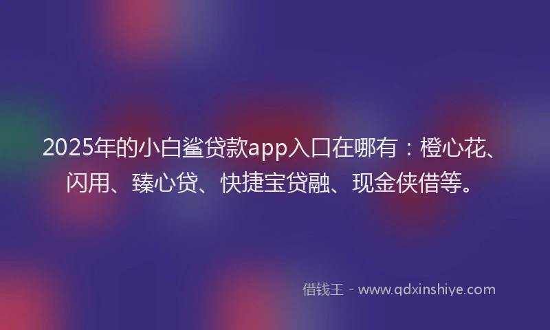 2025年的小白鲨贷款app入口在哪有：橙心花、闪用、臻心贷、快捷宝贷融、现金侠借等。
