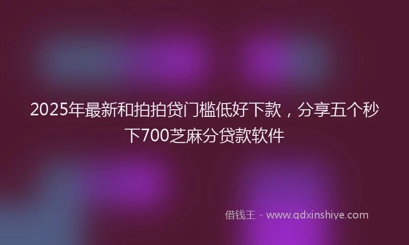 2025年最新和拍拍贷门槛低好下款，分享五个秒下700芝麻分贷款软件