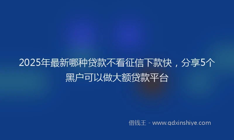 2025年最新哪种贷款不看征信下款快，分享5个黑户可以做大额贷款平台