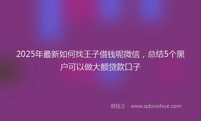 2025年最新如何找王子借钱呢微信，总结5个黑户可以做大额贷款口子