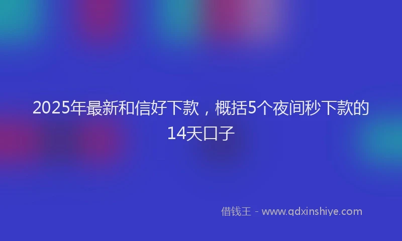 2025年最新和信好下款，概括5个夜间秒下款的14天口子