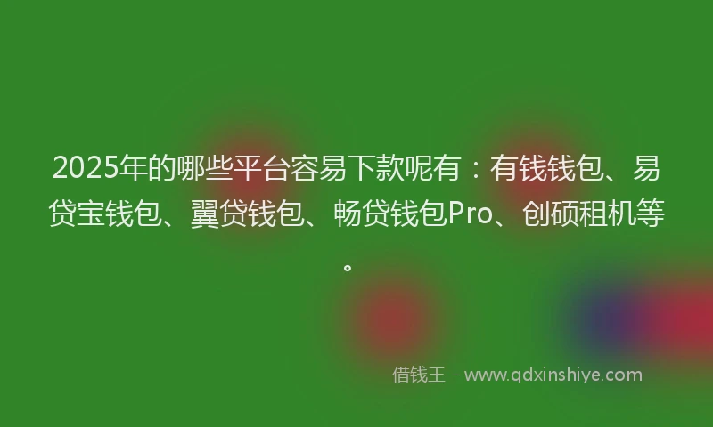 2025年的哪些平台容易下款呢有：有钱钱包、易贷宝钱包、翼贷钱包、畅贷钱包Pro、创硕租机等。