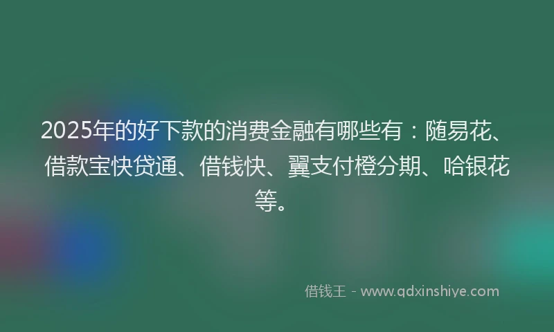 2025年的好下款的消费金融有哪些有：随易花、借款宝快贷通、借钱快、翼支付橙分期、哈银花等。