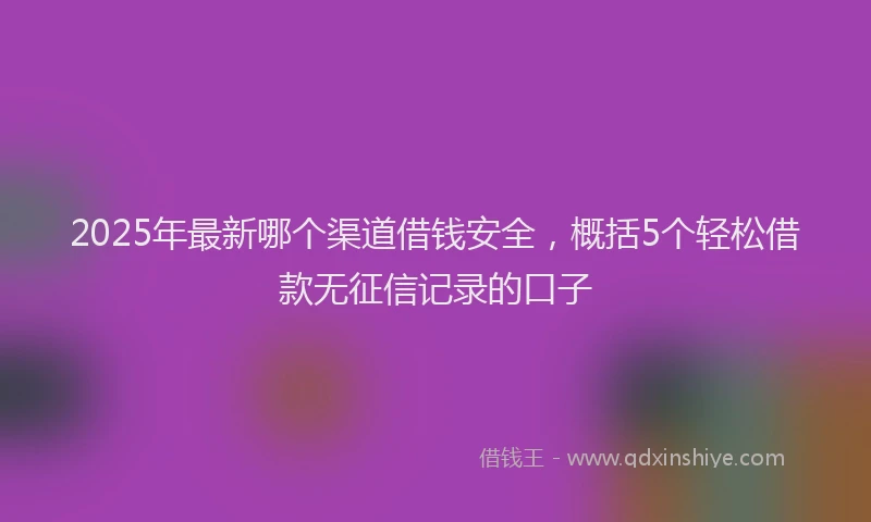 2025年最新哪个渠道借钱安全，概括5个轻松借款无征信记录的口子