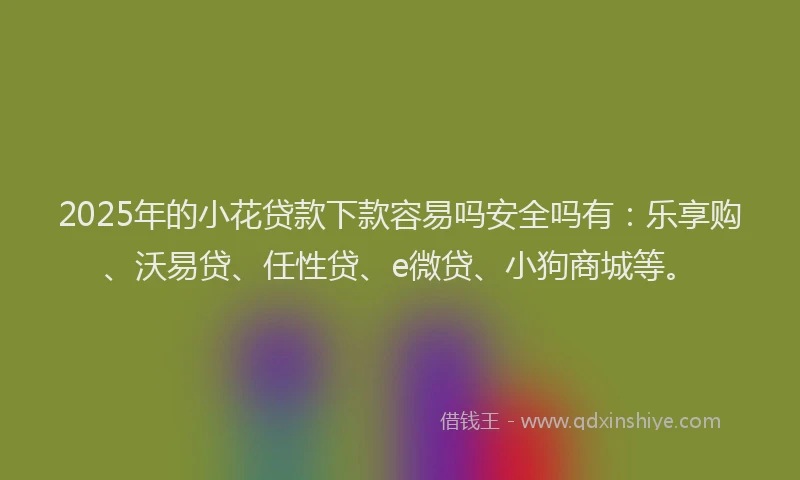 2025年的小花贷款下款容易吗安全吗有：乐享购、沃易贷、任性贷、e微贷、小狗商城等。