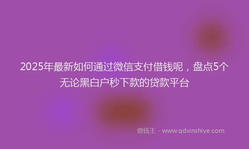 2025年最新如何通过微信支付借钱呢，盘点5个无论黑白户秒下款的贷款平台
