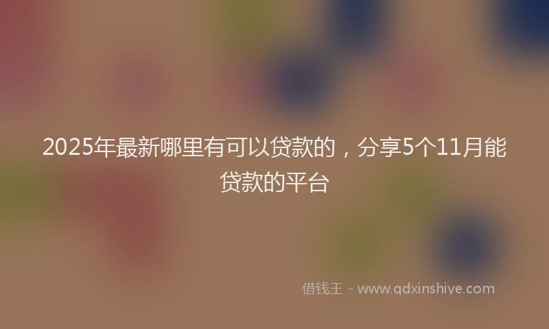 2025年最新哪里有可以贷款的，分享5个11月能贷款的平台