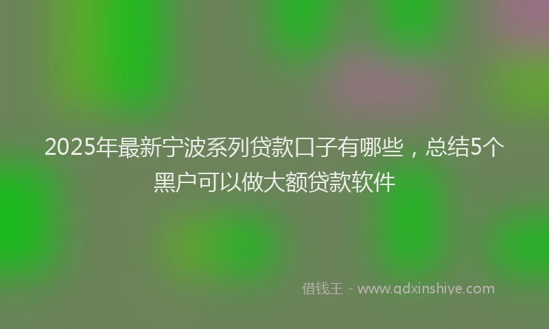 2025年最新宁波系列贷款口子有哪些，总结5个黑户可以做大额贷款软件