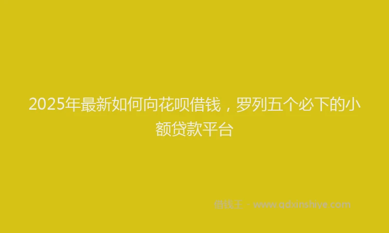 2025年最新如何向花呗借钱，罗列五个必下的小额贷款平台