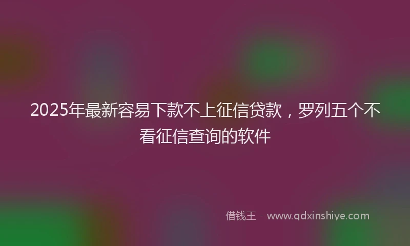 2025年最新容易下款不上征信贷款，罗列五个不看征信查询的软件