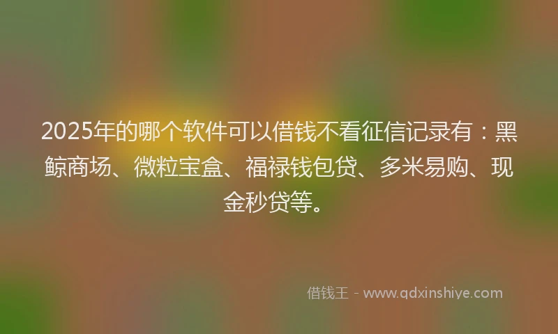 2025年的哪个软件可以借钱不看征信记录有：黑鲸商场、微粒宝盒、福禄钱包贷、多米易购、现金秒贷等。