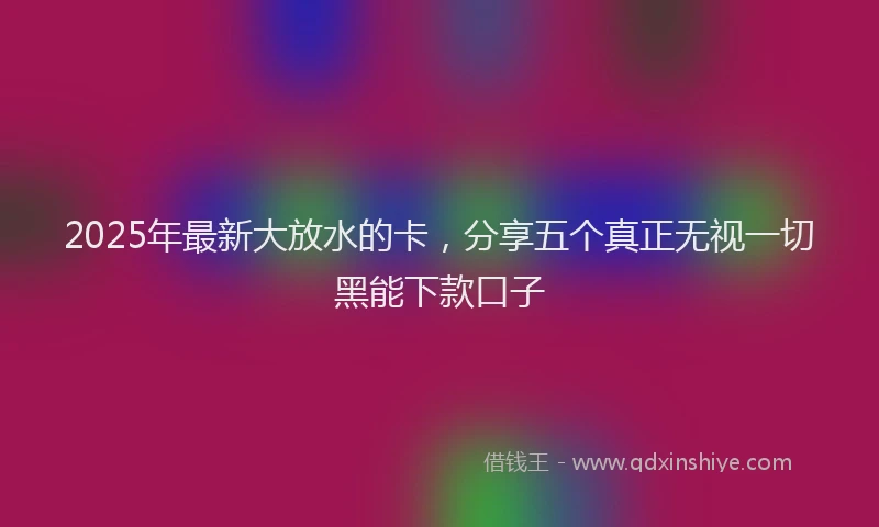 2025年最新大放水的卡，分享五个真正无视一切黑能下款口子