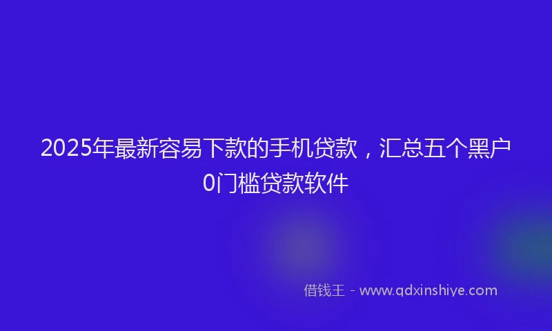 2025年最新容易下款的手机贷款，汇总五个黑户0门槛贷款软件