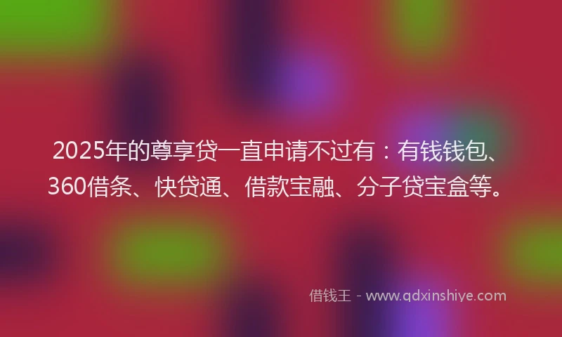 2025年的尊享贷一直申请不过有:有钱钱包、360借条、快贷通、借款宝融、分子贷宝盒等。