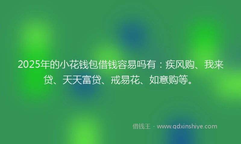 2025年的小花钱包借钱容易吗有：疾风购、我来贷、天天富贷、戒易花、如意购等。