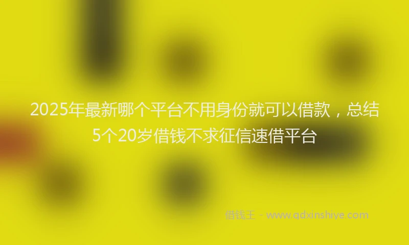 2025年最新哪个平台不用身份就可以借款，总结5个20岁借钱不求征信速借平台