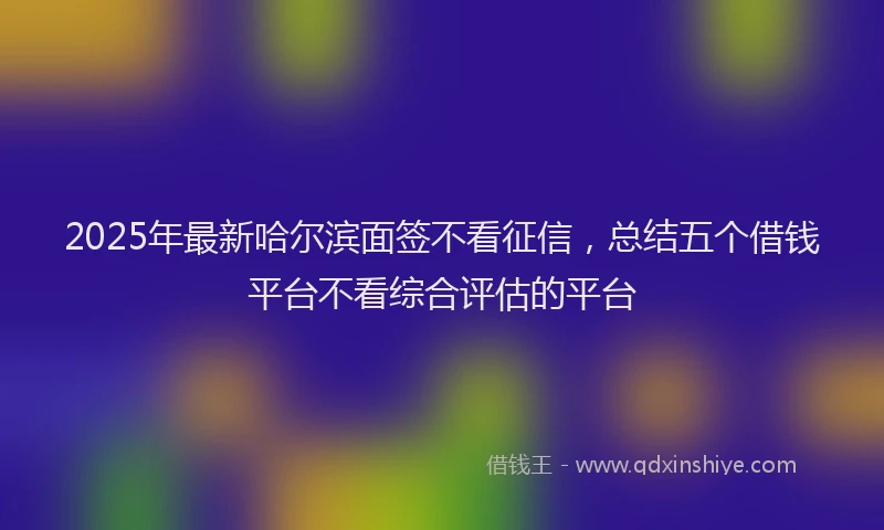 2025年最新哈尔滨面签不看征信，总结五个借钱平台不看综合评估的平台