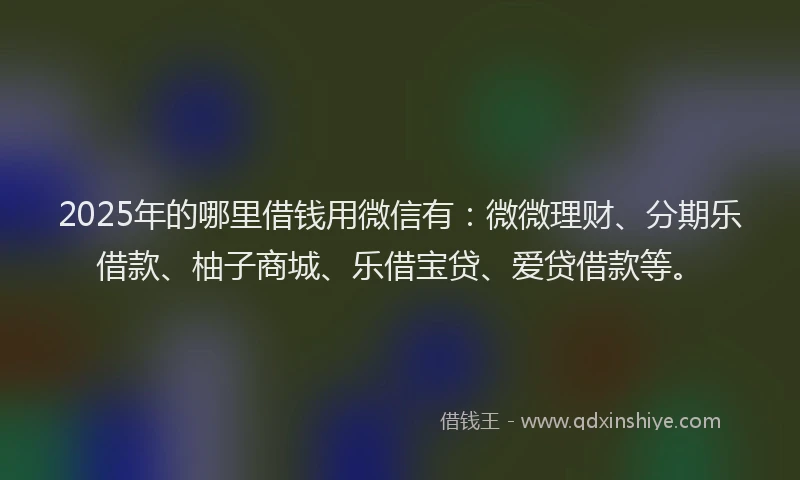 2025年的哪里借钱用微信有：微微理财、分期乐借款、柚子商城、乐借宝贷、爱贷借款等。