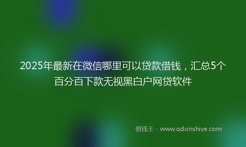2025年最新在微信哪里可以贷款借钱，汇总5个百分百下款无视黑白户网贷软件
