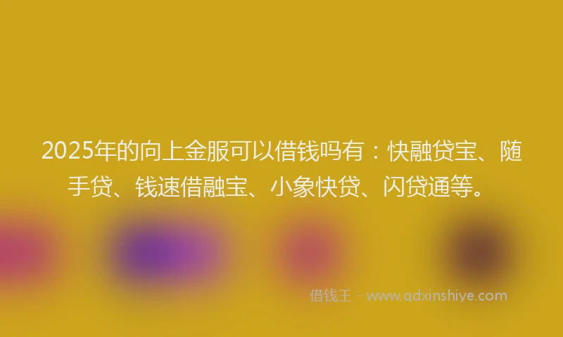 2025年的向上金服可以借钱吗有：快融贷宝、随手贷、钱速借融宝、小象快贷、闪贷通等。