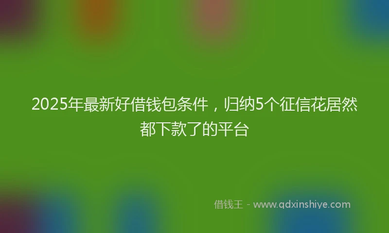 2025年最新好借钱包条件，归纳5个征信花居然都下款了的平台