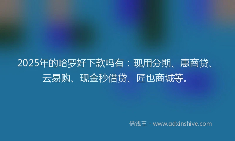 2025年的哈罗好下款吗有：现用分期、惠商贷、云易购、现金秒借贷、匠也商城等。