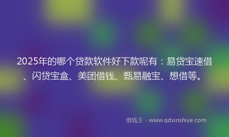 2025年的哪个贷款软件好下款呢有：易贷宝速借、闪贷宝盒、美团借钱、甄易融宝、想借等。