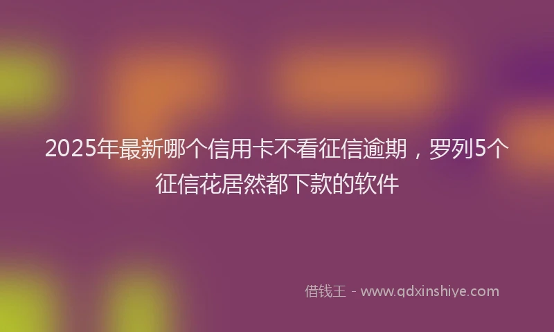 2025年最新哪个信用卡不看征信逾期，罗列5个征信花居然都下款的软件