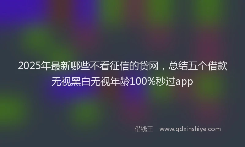 2025年最新哪些不看征信的贷网，总结五个借款无视黑白无视年龄100%秒过app
