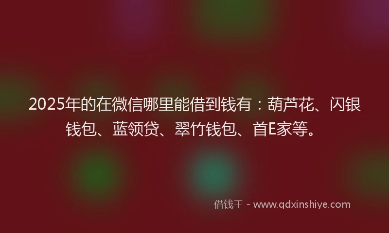 2025年的在微信哪里能借到钱有：葫芦花、闪银钱包、蓝领贷、翠竹钱包、首E家等。