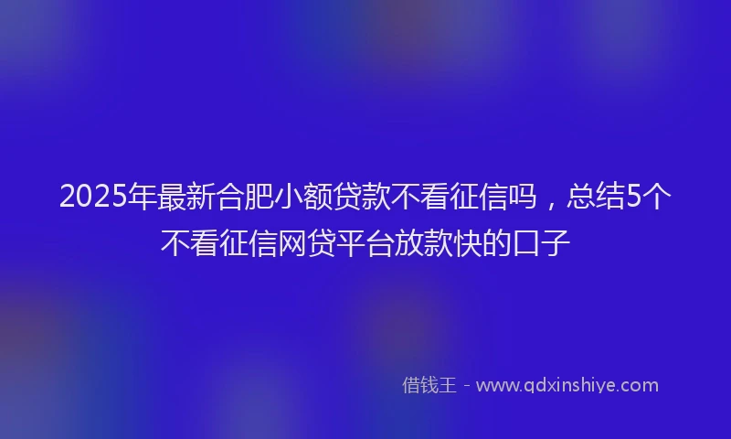 2025年最新合肥小额贷款不看征信吗，总结5个不看征信网贷平台放款快的口子