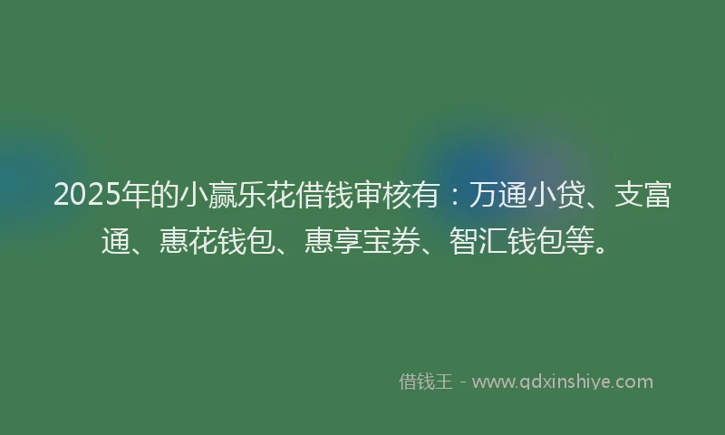 2025年的小赢乐花借钱审核有：万通小贷、支富通、惠花钱包、惠享宝券、智汇钱包等。