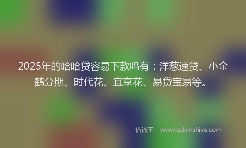 2025年的哈哈贷容易下款吗有：洋葱速贷、小金鹤分期、时代花、宜享花、易贷宝易等。