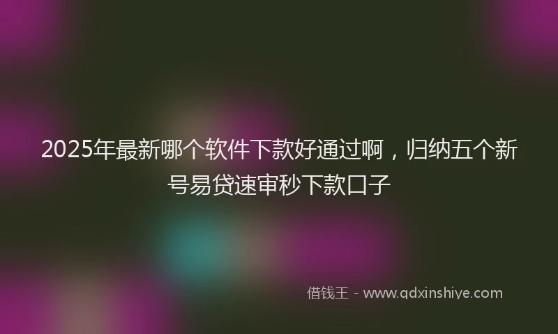 2025年最新哪个软件下款好通过啊，归纳五个新号易贷速审秒下款口子
