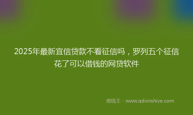 2025年最新宜信贷款不看征信吗，罗列五个征信花了可以借钱的网贷软件