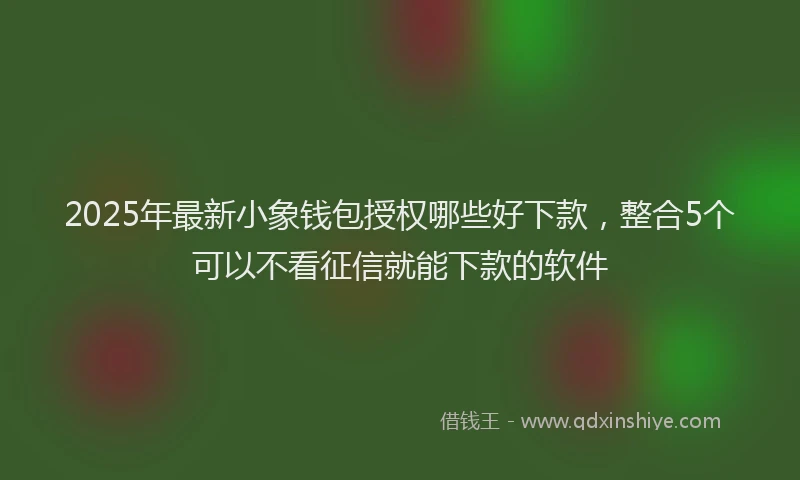 2025年最新小象钱包授权哪些好下款，整合5个可以不看征信就能下款的软件