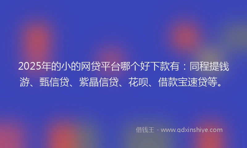 2025年的小的网贷平台哪个好下款有：同程提钱游、甄信贷、紫晶信贷、花呗、借款宝速贷等。