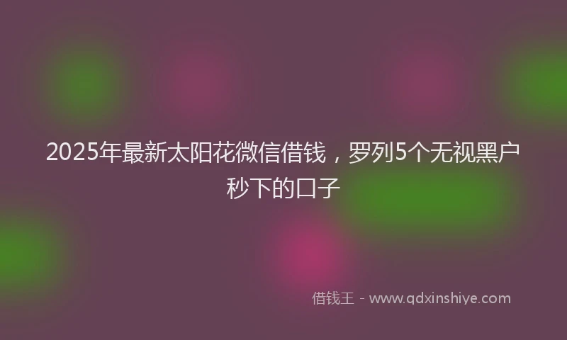 2025年最新太阳花微信借钱，罗列5个无视黑户秒下的口子