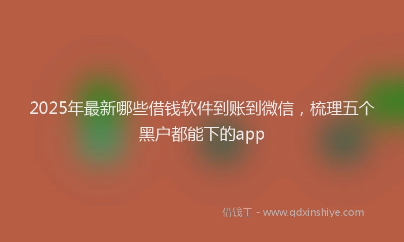 2025年最新哪些借钱软件到账到微信，梳理五个黑户都能下的app