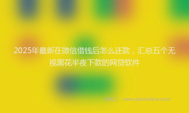 2025年最新在微信借钱后怎么还款，汇总五个无视黑花半夜下款的网贷软件