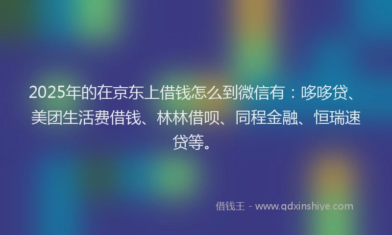 2025年的在京东上借钱怎么到微信有：哆哆贷、美团生活费借钱、林林借呗、同程金融、恒瑞速贷等。