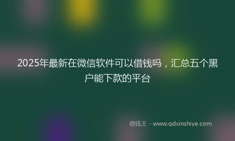 2025年最新在微信软件可以借钱吗，汇总五个黑户能下款的平台