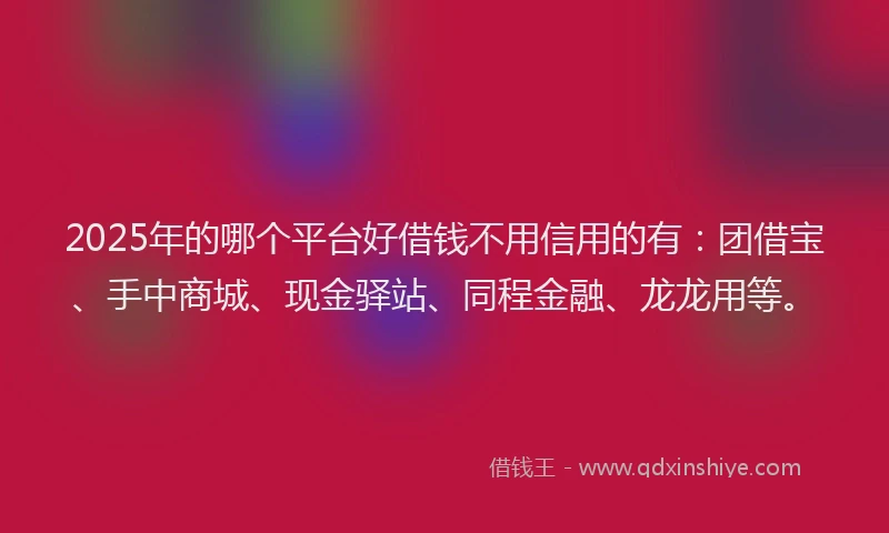 2025年的哪个平台好借钱不用信用的有：团借宝、手中商城、现金驿站、同程金融、龙龙用等。